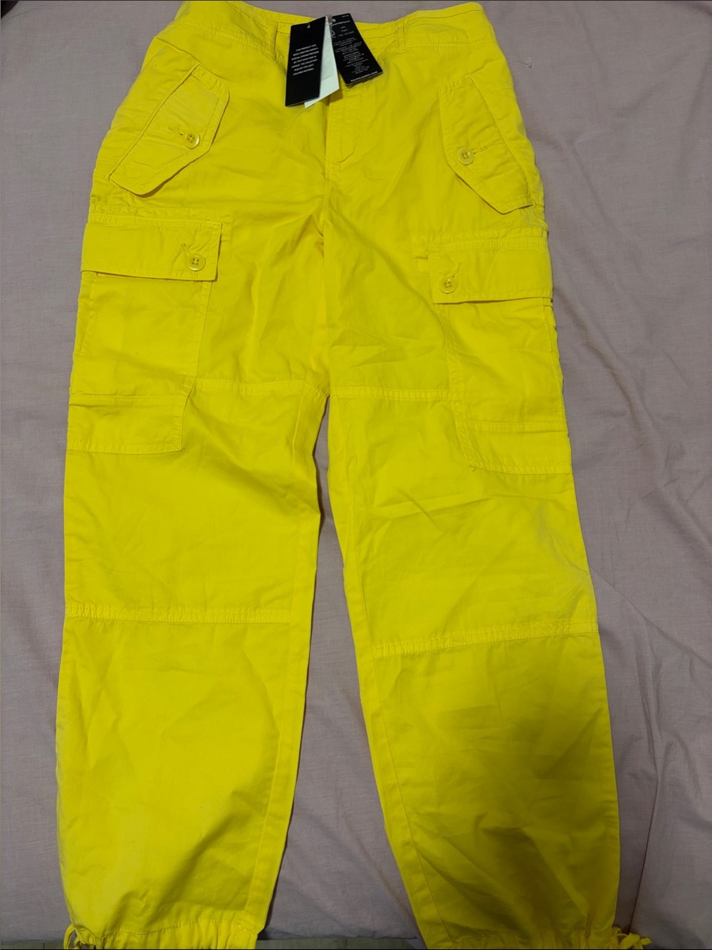 Rare VTG POLO RALPH LAUREN Baggy Tactical Parachute Cargo Pants 90s Yellow SZ 2P